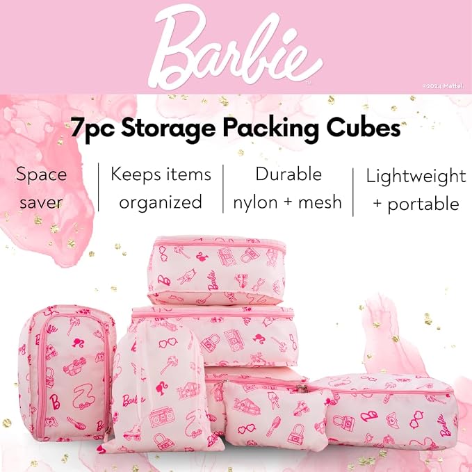Collectibles Barbie Beauty 7 Piece Soft Storage Organization Packing Cubes Travel Set (Officially Licensed Product) By Franco - Image 3