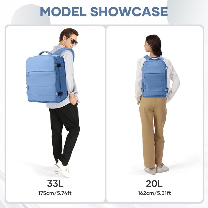 coowoz Large Travel Backpack Carry On for Women Man Waterproof Gym Backpacks with Laptop Compartment Mochila de Viaje Teacher Personal Item Backpack Rucksack Airplane Accessories Must Haves Sky Blue - Image 8