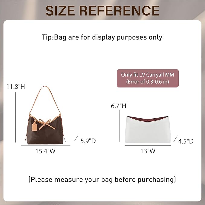 Doxo Purse Organizer Compatible with LV Carryall MM, Upgraded Lightweight Zipper Bag Insert with 8 Compartments, Custom Fit Inside Handbag Divider Shaper Accessories（White-Red,MM） - Image 2