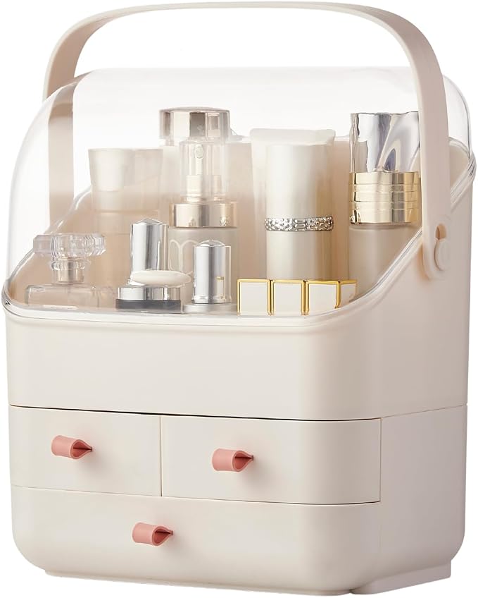 Large Makeup Organizer w Drawers Beauty Organizer Makeup Box Holder Vanity Organization Desk Countertop MakeUp Organizers Bathroom Counter Organizer Skincare Cosmetic Case Stand Dustproof Lid Gift by SUNFICON