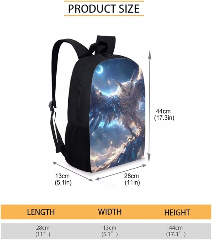 17 Inch Animal Print School Backpack And Lunch Box Set for Kids Lightweight Beautiful Magical Owl Backpack for Boys Girl Sturdy School Bag with Insulated Lunchbox Pencil Case Student Bookbag - Image 7