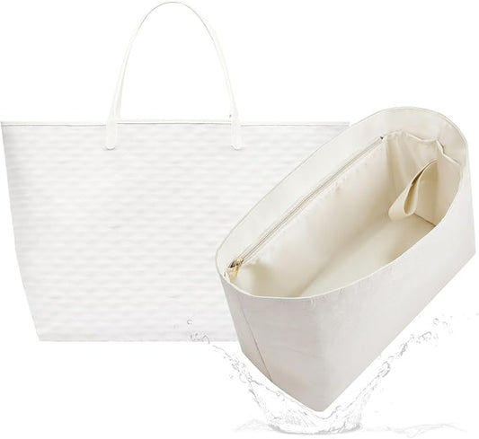 Lightweight Bag Insert for Saint Louis PM, Side Zipper, Nata | Bottle Holder and Side Zip, Smooth Satin Interior, Easy-Care Outer Surface, Multiple Color Options, Structured Yet Flexible by 19NeatThin