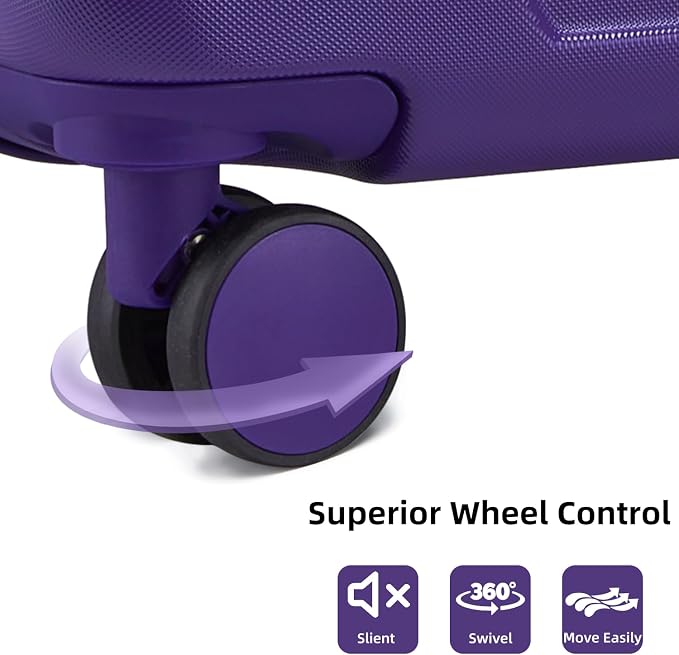 Purple 6 Piece Luggage Set Hard Shell - Expandable Suitcases with Spinner Wheels and Duffel Bags for Family Travel, Durable Carry On Luggage Sets with Lock for Women and Girls - Image 5