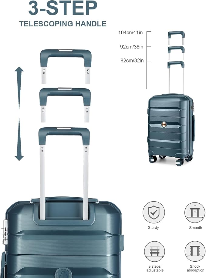 Somago 28 Inch Luggage With Spinner Wheels Hard Shell Polypropylene Suitcase with TSA Lock and YKK Zipper,Ice Blue - Image 3
