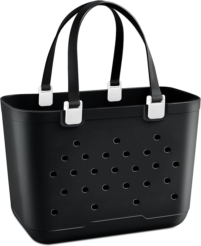 X-Large Rubber Beach Tote Bag, 18.9 "L x 9.4 "W x 13.8 "H Waterproof EVA Beach Totes with Zipper Pocket by HISANDUK