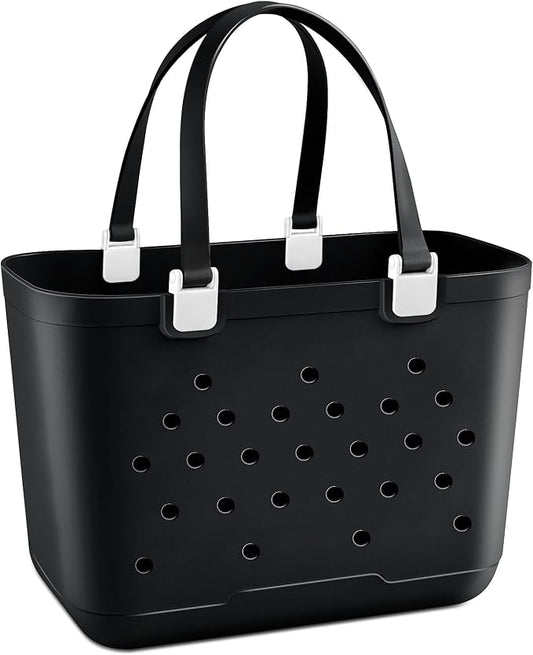 X-Large Rubber Beach Tote Bag, 18.9 "L x 9.4 "W x 13.8 "H Waterproof EVA Beach Totes with Zipper Pocket by HISANDUK