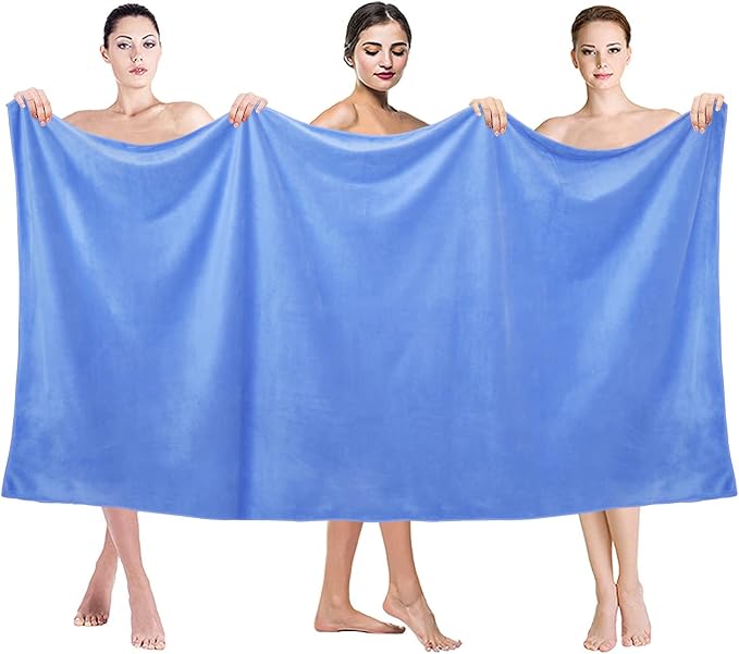 JML Extra Large Bath Sheet Towels, 40" x 80", Blue, Pack of 2 | Microfiber, Hanging Loop, Super Absorbent, Fast Drying, For Adult Sauna Hotel Beach Sports Fitness Yoga - Image 3