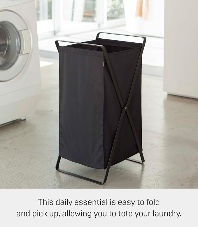 Yamazaki Home Tower Laundry Basket - Foldable Storage Hamper Organizer, 25" - Steel - 10.9 Gallons, 45 Liters - Image 2