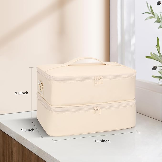 Ethereal Nail Polish Organizer Case, Leather Nail Polish Bag Holds 50+ Bottles (5ml/0.5fl.oz) and Nail Lamp, Nail Storage Organizer with Compartment, Leather White - Image 7