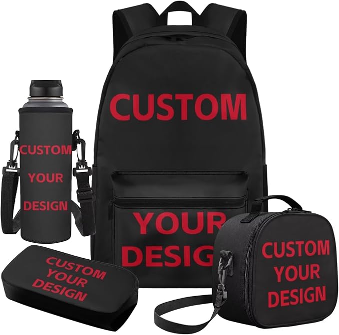 Personalized Backpacks for Girls School Bookbag with Lunch Box, Customized Backpack for Girls Boys Back to School Supplies Gifts, Custom Name Photo Kids Bookbag Set of 4 for Elementary - Image 2