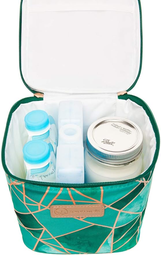 Sarah Wells Cold Gold Breastmilk Cooler with Ice Pack (Mosaic) | Fully-Lined Insulated Interior, Fits 4-6 Bottles, Zippered Lid, Great for Workdays, Travel & Pumping Days, Machine Washable - Image 4