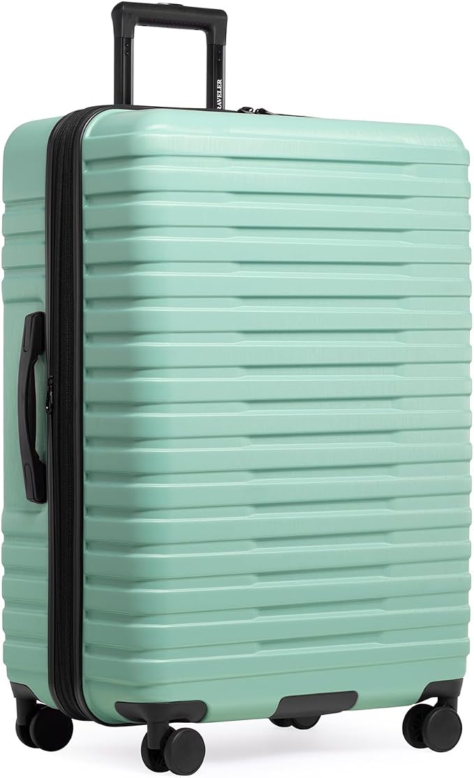 U.S. Traveler Boren Expandable Hardside Rugged Travel Luggage with 8 Spinner Wheels, Mint, Checked-Large 30-Inch by USTraveler