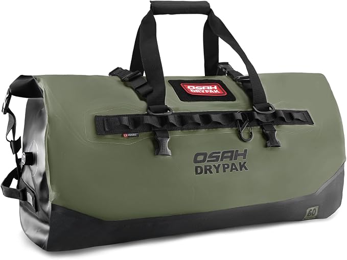 OSAH DRYPAK Waterproof Duffel Bag 25L/40L/60L – Heavy-Duty Motorcycle Tail Bag, Roll-Top Dry Bag for Travel, Camping, Boating, Kayaking, Outdoor Adventure by OSAHDRYPAK