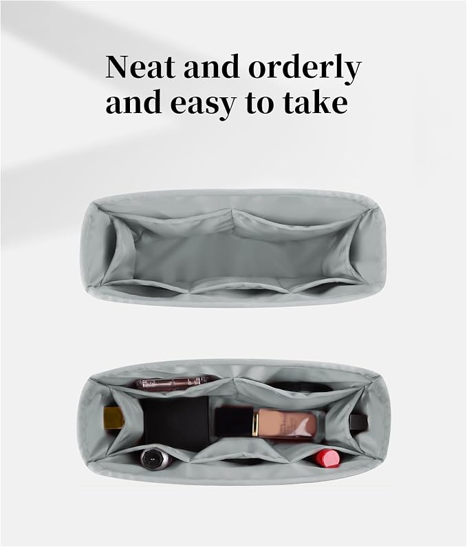 19 Bag Organizer Insert, Purse Organizer with Silky Satin Compatible with Chanel 19 Bag Maxi, Lightweight Shaper for Daily Use (Peral Grey, Maxi 36) - Image 2