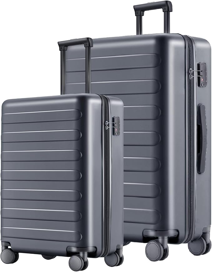 NINETYGO Luggage Sets 2 Piece, Carry On Luggage Airline Approved, Large Checked Luggage with Spinner Wheels, Lightweight, Hard Shell PC Suitcase Sets, TSA Approved, 20in/28in (Grey, Rhine Basic) by NINETYGO