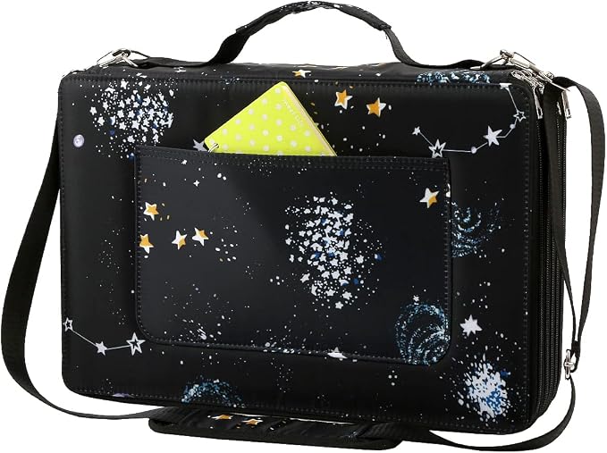 480 Slots Pencil Case, 5-Layer Organizer with Shoulder Strap | 5-layer twill oxford case with 480 elastic slots, carry handle, removable strap, and outer pocket for phone or keys. by Lbxgap