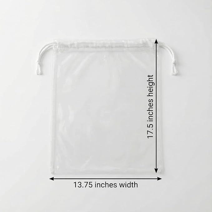 Clear LDPE Drawstring Bags (500 Pack) (13.75" x 17.5") 2 Mil Disposable Transparent Plastic with Double Cotton White Strings. Shoe Bags for Travel Large Storage Organizers Pouch (500) - Image 3