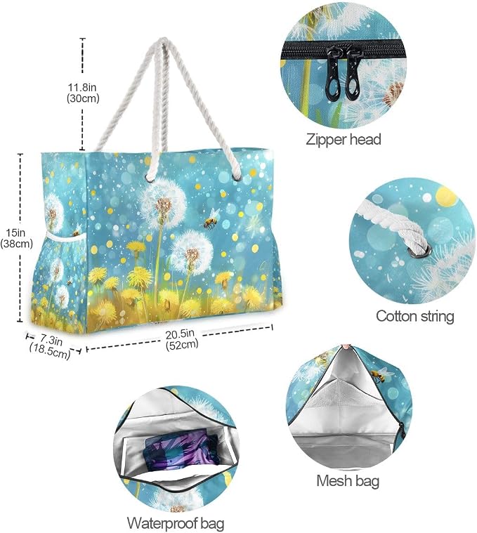senya Large Beach Bags Totes Swim Canvas Tote Shoulder Bag Water Resistant Bags for Gym Travel Daily - Image 5