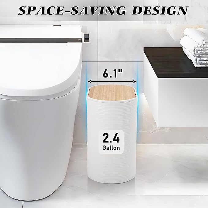 XLHOMO White Bathroom Set, White Bathroom Accessories Set with Trash Can, 2PCS Soap Dispensers, Soap Dish, Toothbrush Holder, Toothbrush Cup,Toilet Brush, Tray and Qtip Holders for Bathroom Decor - Image 4
