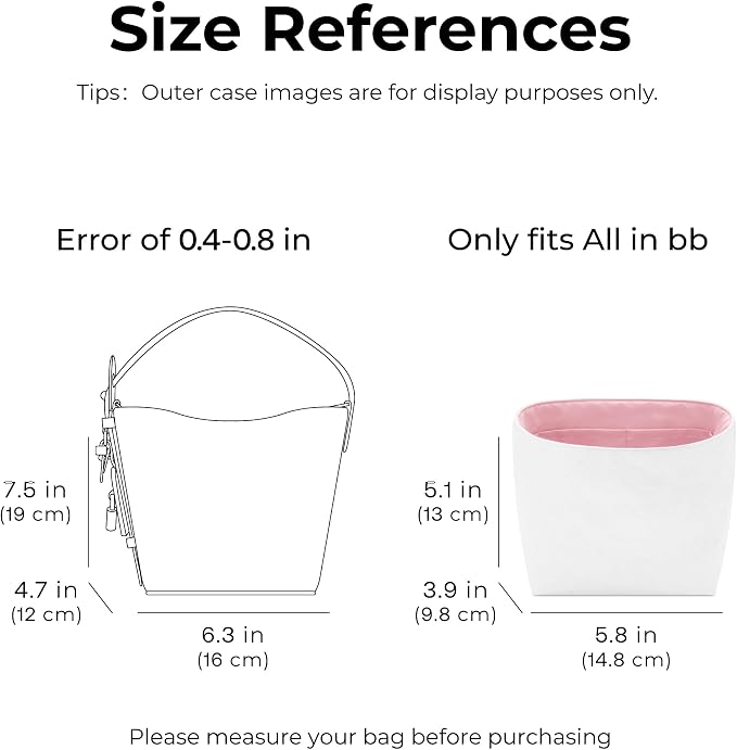 Purse Organizer Insert Compatible with LV All In BB | Handcrafted DuPont™ Tyvek®, Precision 1:1 Custom Fit, Rose Sakura, Keep Bag Clean & Protected for Travel & Commute - Image 2
