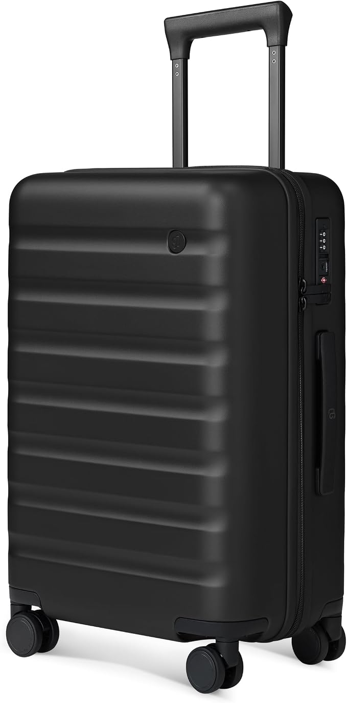 NINETYGO Carry On Luggage 22x14x9 Airline Approved, 20 Inch Luggage with Smooth Spinner Wheels, Lightweight, Hard Shell PC Suitcase Carry-On, Travel Luggage, TSA Approved (Black, Rhine Basic2.0) by NINETYGO