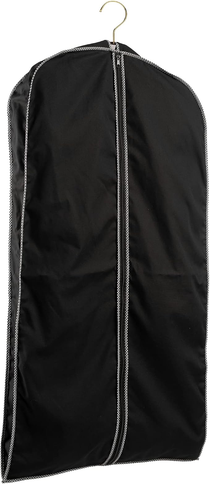 60" Luxury Fur Coat Cotton Blend Cloth Garment Bags for Travel & Hanging Clothes (Black-Houndstooth Trim) - Suit Covers Garment Bag for Men & Women Dress Bag - Closet Storage Suit Bag, Coat Storage - Image 2