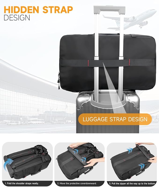 Travel backpack for men,60L Extra Large Carry on Backpack Durable Convertible Duffle Bag with Shoe Compartment Fit for 17 Inch Laptop for travel, camping,Weekender Hiking - Image 8