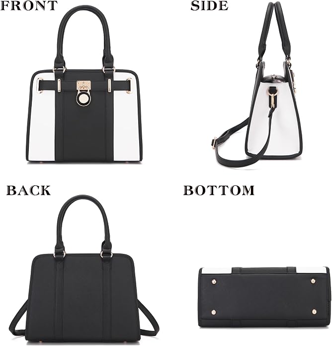Qiyuer Structured Satchel Tote Handbags Set Women Purses with RFID Wallet | Premium, Sturdy, Spacious, Chic for Daily & Work, Vegan PU Leather, Multi-way Carry, Large Capacity RFID Wallet, Ideal Gift - Image 4