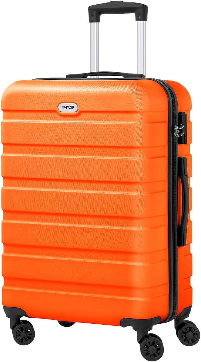 AnyZip Luggage PC ABS Hardside Lightweight Suitcase with 4 Universal Wheels TSA Lock Checked-Medium 24 Inch Orange by YourBestTravelChoice
