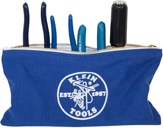 Klein Tools 80056 Tool Bag Storage Kit, 1680d Stand-Up and Canvas Zipper Pouches, Assorted Colors, 6-Piece - Image 9
