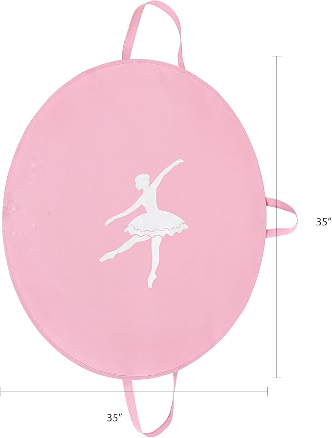 LOVEGRASS Tutu Garment Bag for Kids, 35" Tutu Bag for Hanging Clothes, Pancake Dance Bag for Dance Costume, Round Ballet Bag with 3 Handles for Children Girls, Pink - Image 2