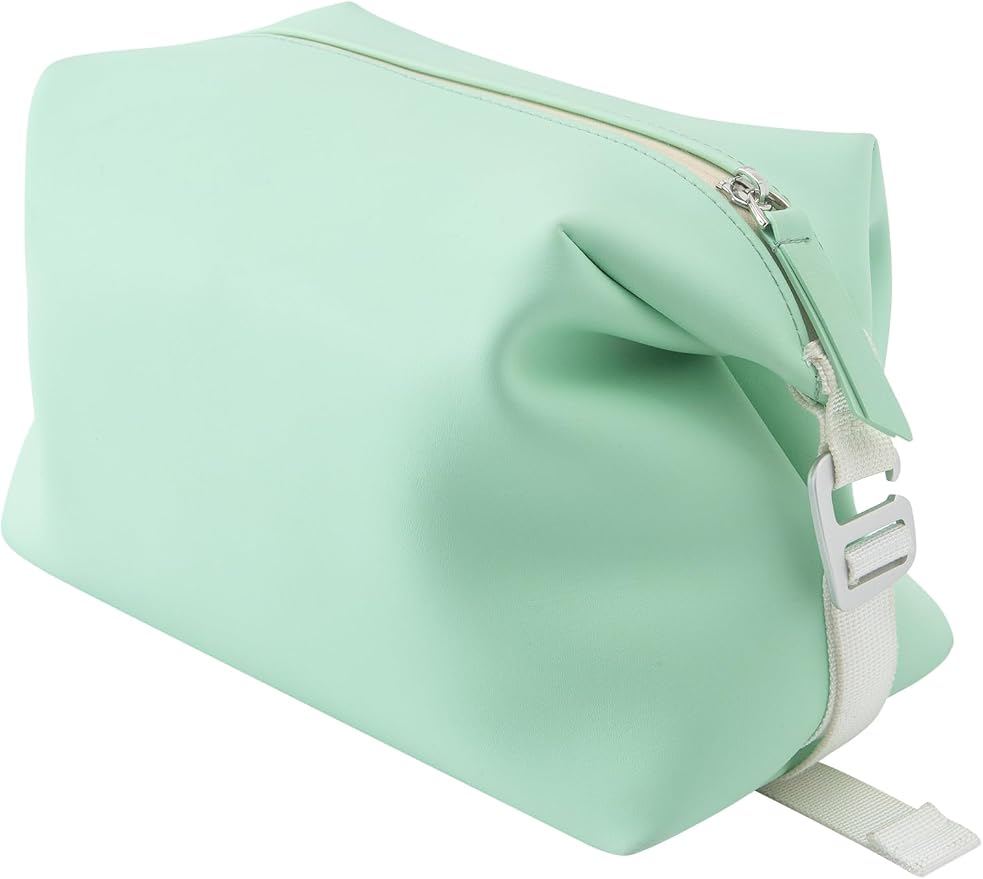 6"x 9.84" 4.5L Large Silicone Toiletry Bag,Waterproof Leakproof Foldable Travel Organizer,Dopp Kit Alternative for Men & Women,Turquoise Blue by Onbagway
