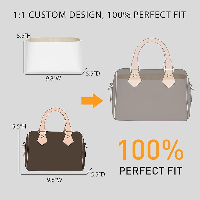 Purse Organizer Insert for LV Speedy 25 Handbags | Dupont Paper Speedy 25 Organizer Insert, Waterproof Lightweight Bag Insert with Bottle Holder, 12 Pockets, YKK Zipper - Image 7