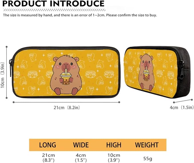 Capybara Bubble Tea Star Print 17 Inch Backpack Schoolbag 3 Piece for Boy Girl, Lightweight Daypack Set with Reusable Lunch Box and Pencil Bag, Durable School Bookbag Set, Yellow - Image 5