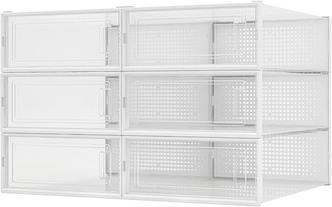 6-Piece Boot and Shoe Storage Box, Stackable Clear Plastic Shoe Box, Space-Saving Shoe Organizer for Boots, Sneakers, and High Heels, Clear - Image 9