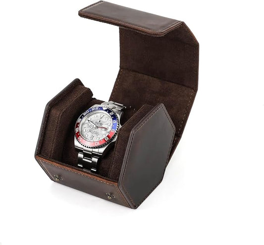 Hiram Genuine Leather Hexagon Watch Roll Travel Case, Leather 1-Watches Roll Case with Removable Pillow Cushion for Treasured Watches and Bracelets by Hiram