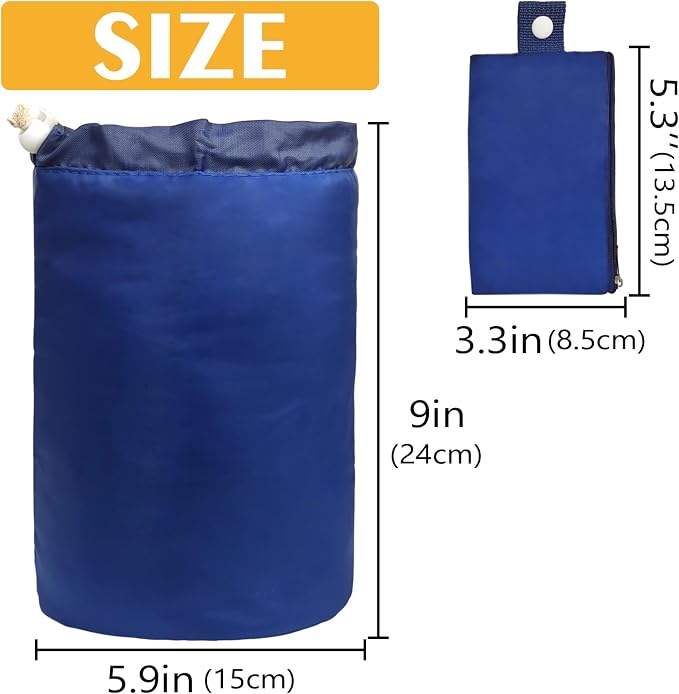 INVODA Drawstring Makeup Bag for Women Cosmetic Bag Large Travel Make up Bags Portable Barrel Toiletry Bag Toiletries Pouch Travel Cosmetic Organizer (Navy Blue) - Image 2