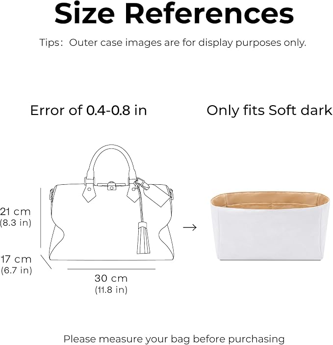 Tote Bag Organizer Insert for LV Soft Speedy Dark Handbag,Custom Fit Inside Premium Vanile Lightweight WaterResistant Purse Insert with Cup Holder Accessories - Image 2