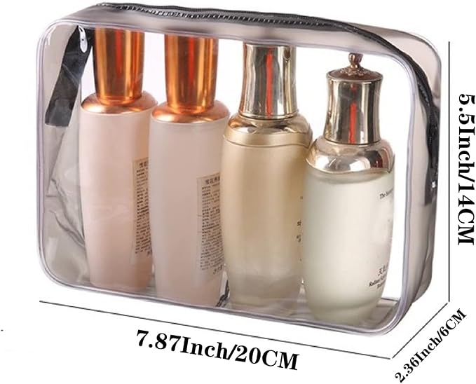 20 Packs Clear Cosmetics Bags for Women Men Waterproof Toiletry Bags PVC Makeup Bags Organizer Case with Zipper for Travel Bathroom (Black) - Image 2