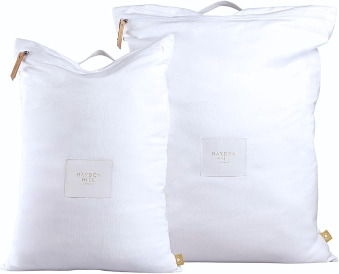 Hayden Hill Luxury Organic Cotton Travel Laundry Bags, Small & Large 2 Pack | Dirty Laundry Bag For Travel & Home, Zippered, Internal Pocket, Fits Luggage and Suitcase, Certified Carbon Neutral, White - Image 9
