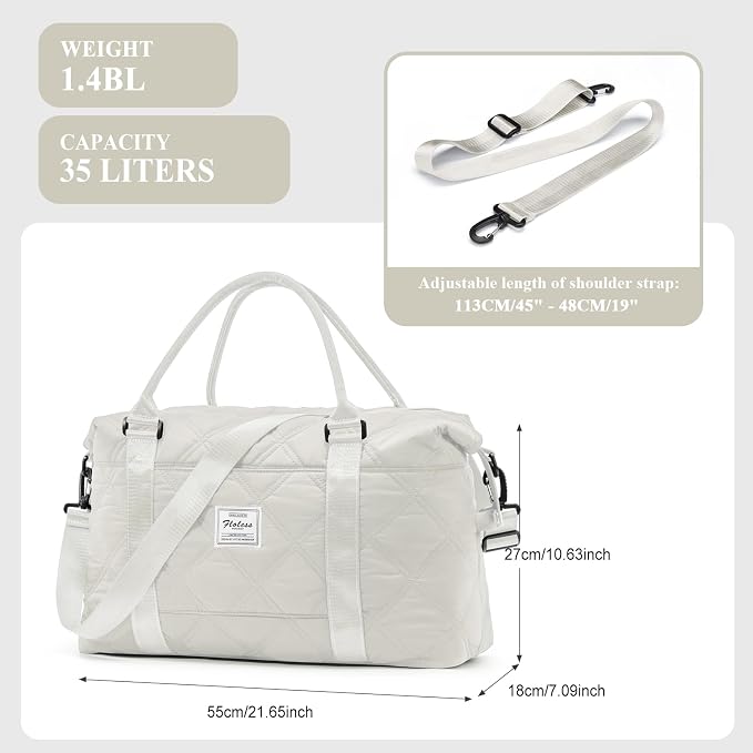 Travel Duffel Bag, Carry On Overnight Weekender Bags for Women | Travel Bag with Wet Pocket & Trolley Sleeve, For Spirit Airlines 18x14x8 Personal Item Bag - Image 2