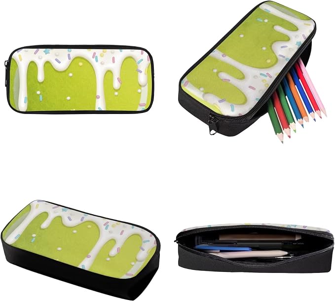 Tennis Drip Sprinkle Ice Cream Print Durable Schoolbag Set for Boys, Large Lightweight Backpack Set with Reusable Lunch Bag Pen Bag for Teenager Girls School Bookbag Set, Green - Image 7