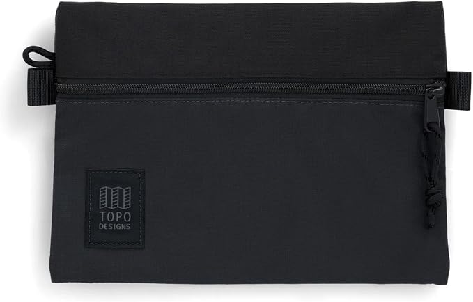 Topo Designs Accessory Bags, Travel Organizer Accessories for Smaller Items, Durable Storage Pouch, 3 Sizes, Fully Lined Pack Cloth (Medium, Black/Black) by TopoDesigns