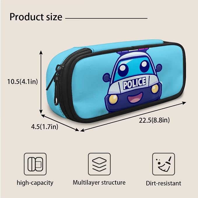 Police Car Kids Backpack for Boys Elementary Kindergarten Preschool School Bag Girls Bookbag with Lunch Box and Pencil Bag Set 3-in-1, Blue - Image 7