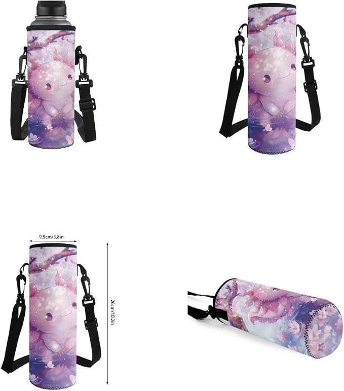 Cherry Blossom Axolotl Backpack for Girls Kids Backpack with Lunch Box Water Bottle Pouch and Kawaii Pencil Case 4PCS Set Cute Bookbag with Front Pocket 17" School Bag for Elementary Girls - Image 6