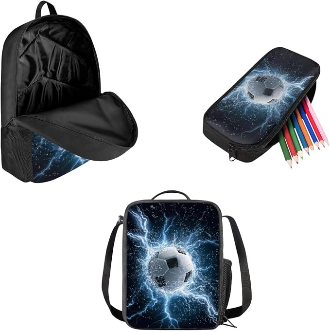 AFPANQZ Kids Backpack 3 Pieces Set Large Capacity School Bags with Heat Insulated Lunch Bags Small Pencil Bags 3 Pack - Image 3