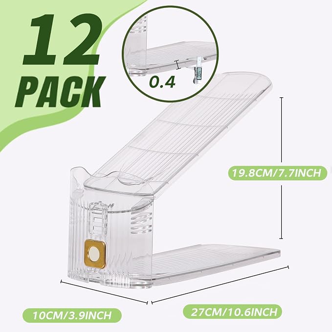 12 Pack Shoe Slots Organizer, Shoe Stackers Organizer for Closet Adjustable Shoe Holder Space Saver 50% Shoes Racks for Closet Organization - Image 2