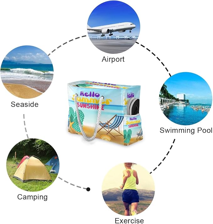 senya Large Beach Shoulder Bags Canvas Tote Water Resistant for Gym Travel Daily - Image 5