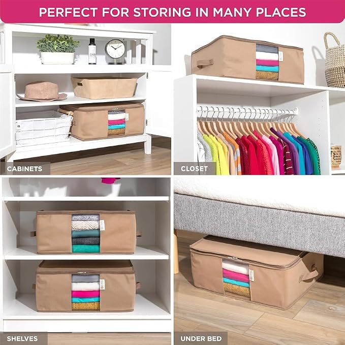 2-Tier Under-Sink Organizer With Full-Extension Slides, 2 Pack, Beige | Protects from Moths, Moisture, Dirt & Dust, Underbed Storage Bags for Clothes, Cashmere Sweaters, Bedding & More - Image 5