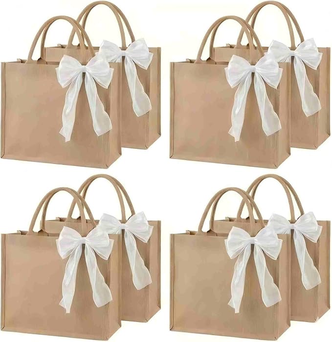 Large Burlap Tote Bags Set with Handles,Jute Tote Waterproof Reusable Bridesmaid by Unknown